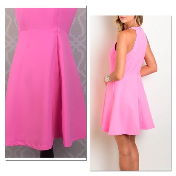 Rose Pink Lace Up Flare Dress - Picture 8 of 8